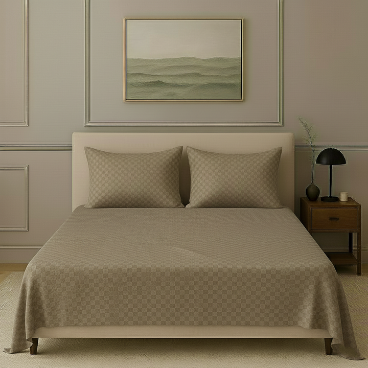 300TC 100% Cotton Jacquard Weave Flat Bedsheet with Pillow Covers