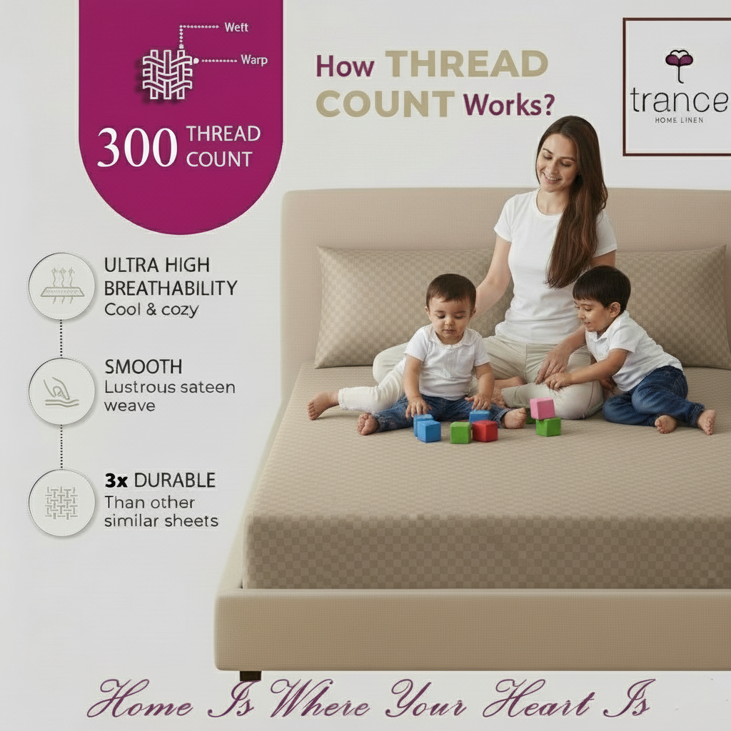 300TC 100% Cotton Jacquard Weave Fitted Bedsheet with Pillow Covers - Mocha