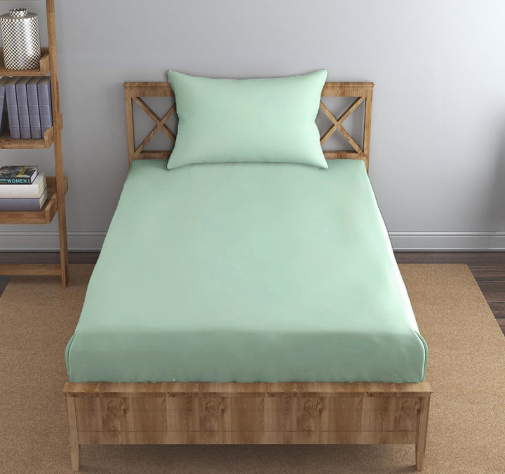 300TC 100% Cotton Single Size Fitted Bedsheet with 1 Pillow Cover