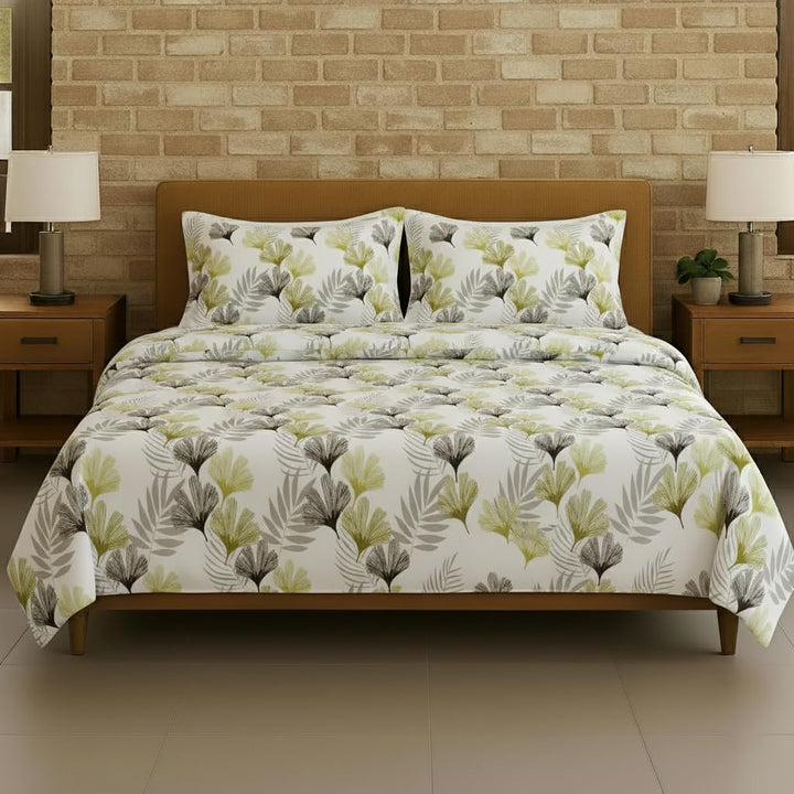 180TC 100% Cotton Printed Fitted Bedsheet with Pillow Covers - Paradise