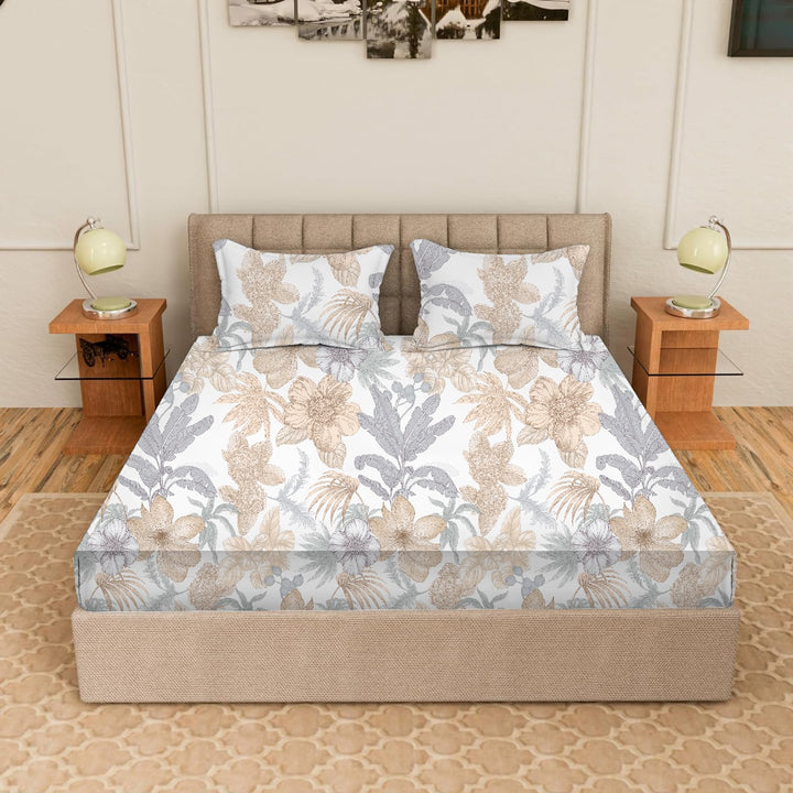 100% Cotton 180TC Printed Flat Bedsheet with  Pillow Covers