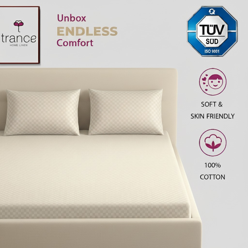 300TC 100% Cotton Jacquard Weave Fitted Bedsheet with Pillow Covers - Pearl