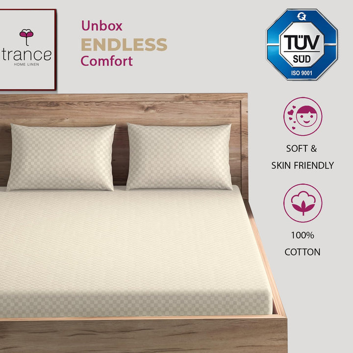 300TC 100% Cotton Jacquard Weave Flat Bedsheet with Pillow Covers