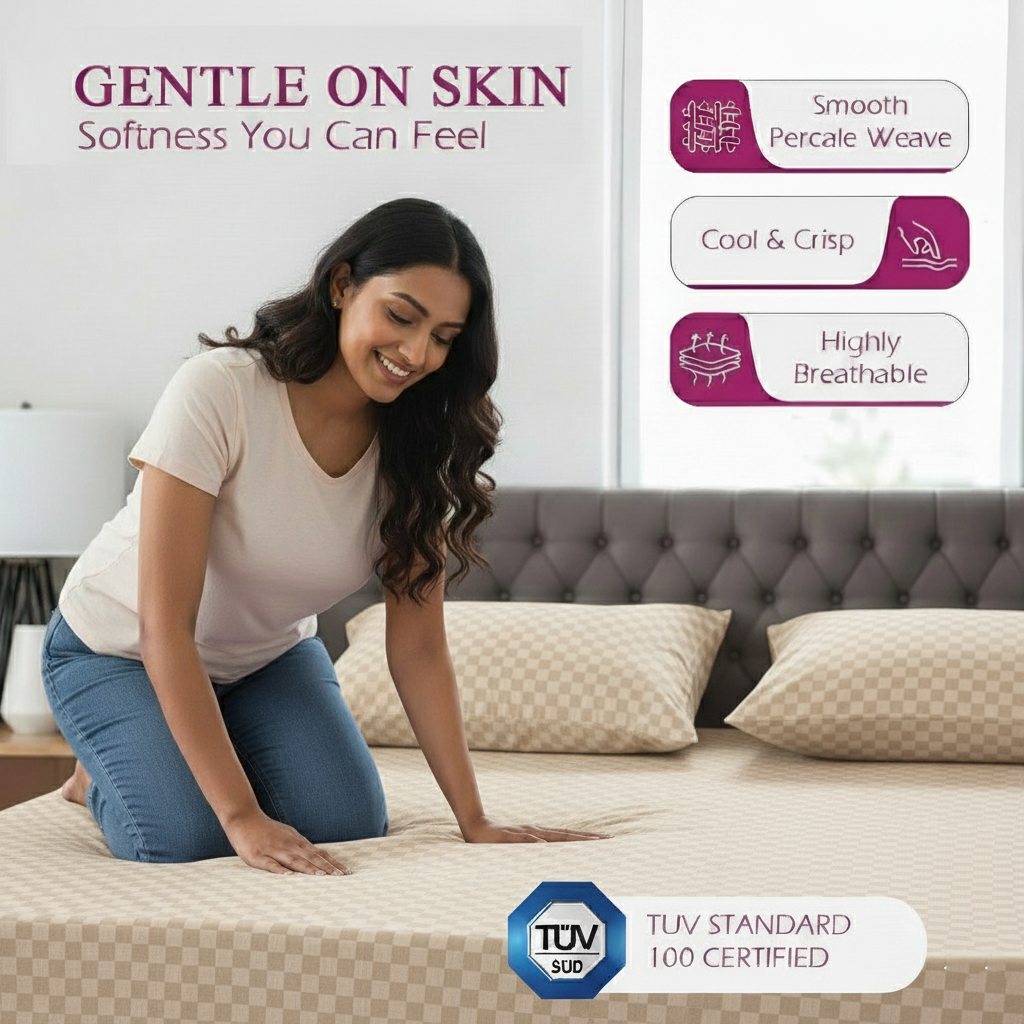 300TC 100% Cotton Jacquard Weave Fitted Bedsheet with Pillow Covers - Pearl