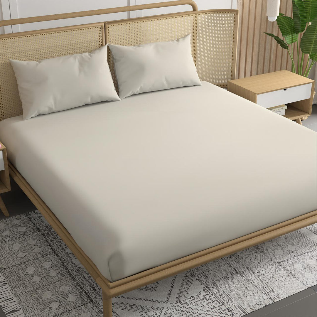 300TC Bamboo Weave Fitted Bedsheet with Pillow Covers