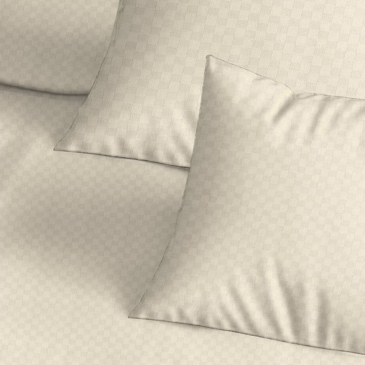 300TC Jacquard Checks Cotton Pillow Covers - Pack of 2