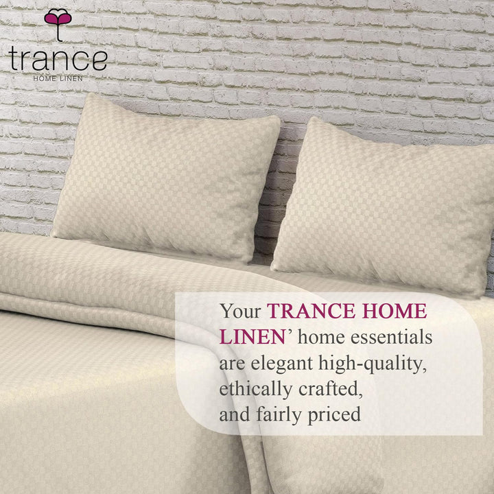 300TC 100% Cotton Jacquard Weave Fitted Bedsheet with Pillow Covers - Pearl