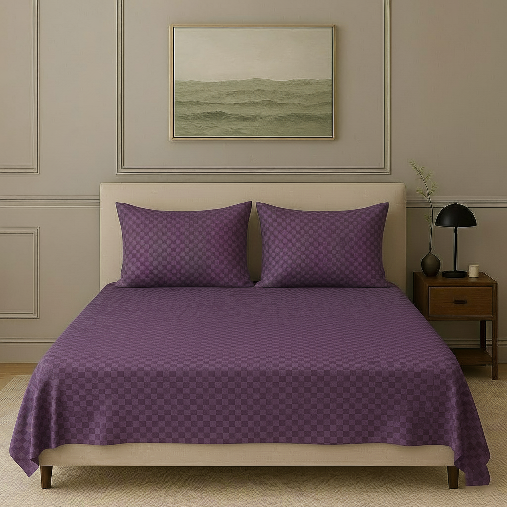 300TC 100% Cotton Jacquard Weave Flat Bedsheet with Pillow Covers