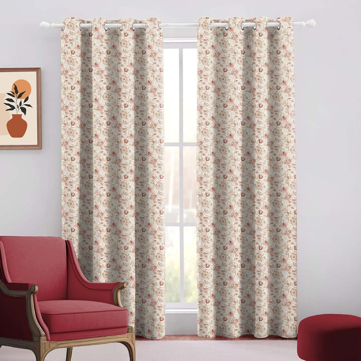 100% Polyester Floral Printed Dimout Curtain - Pastel