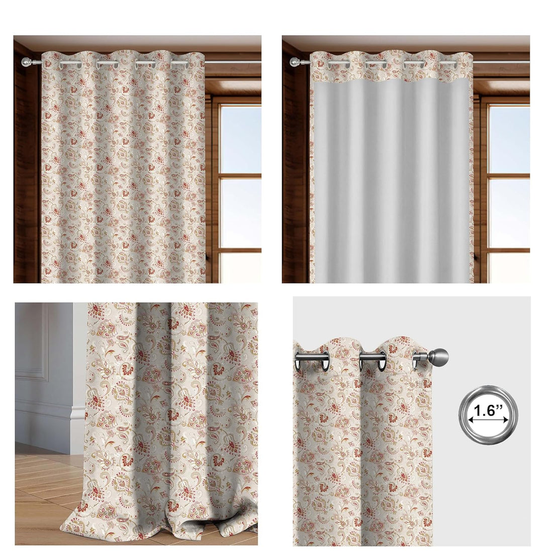 100% Polyester Floral Printed Dimout Curtain - Pastel