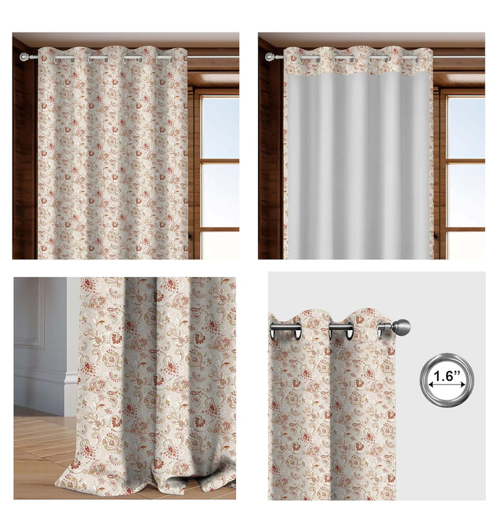 100% Polyester Floral Printed Dimout Curtain - Pastel