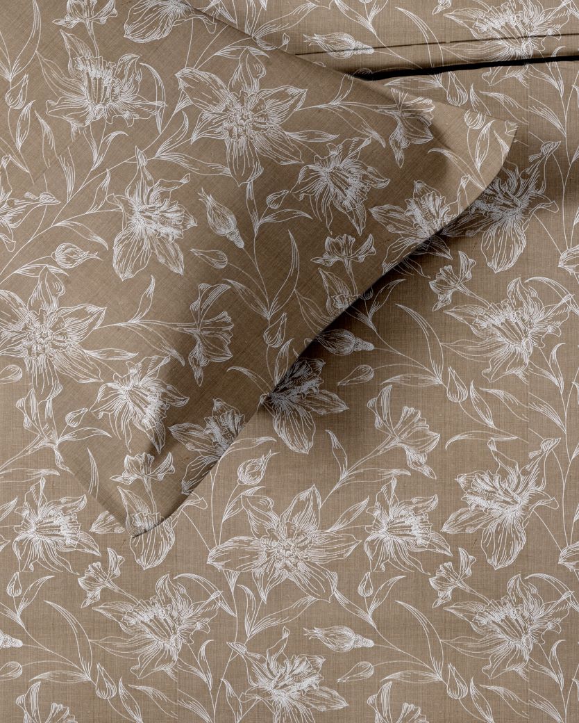 100% Cotton 144TC Printed Fitted Bedsheet with Pillow Covers - Serenity collection