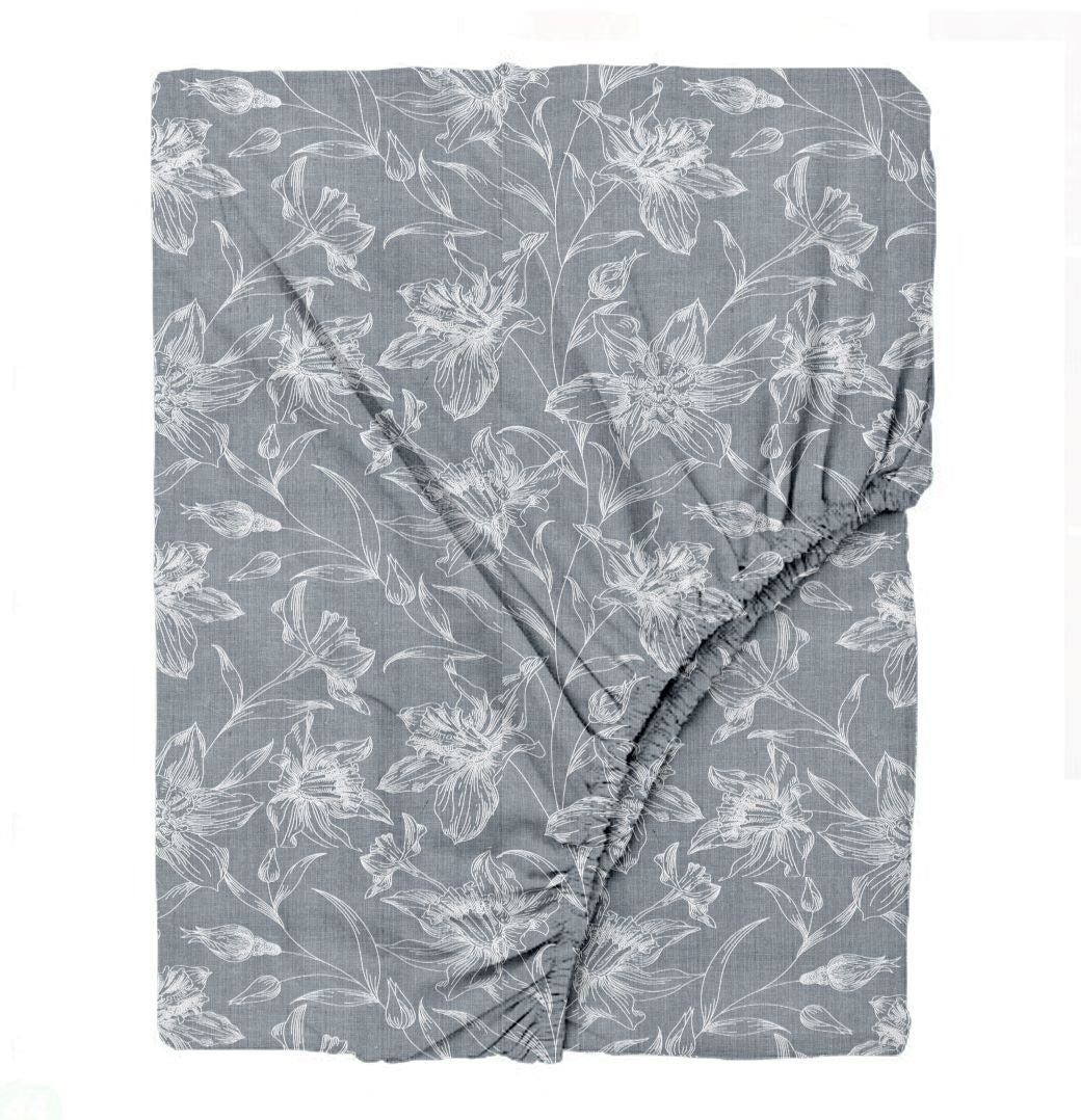 100% Cotton 144TC Printed Fitted Bedsheet with Pillow Covers - Serenity collection