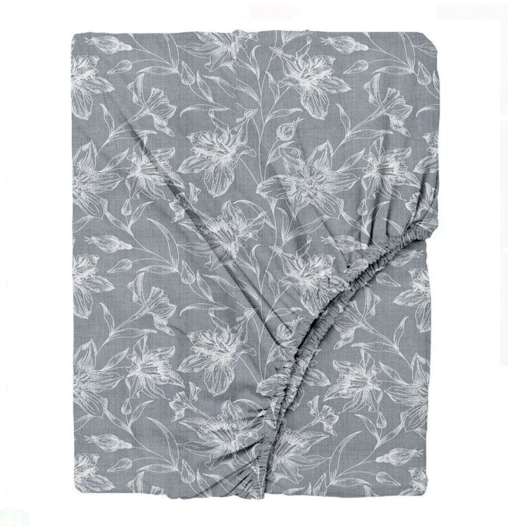 100% Cotton 144TC Printed Fitted Bedsheet with Pillow Covers - Serenity collection