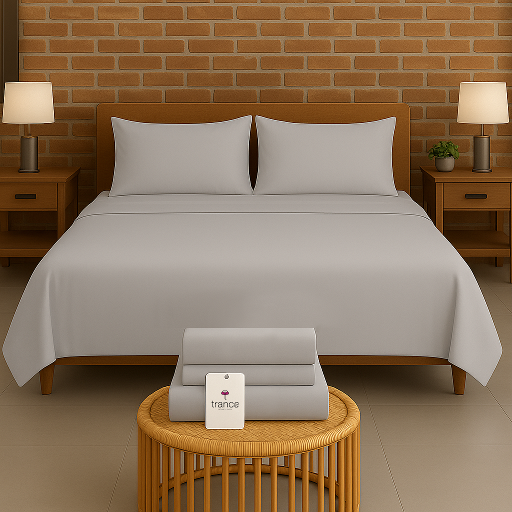 300TC Bamboo Weave Flat Bedsheet with Pillow Covers