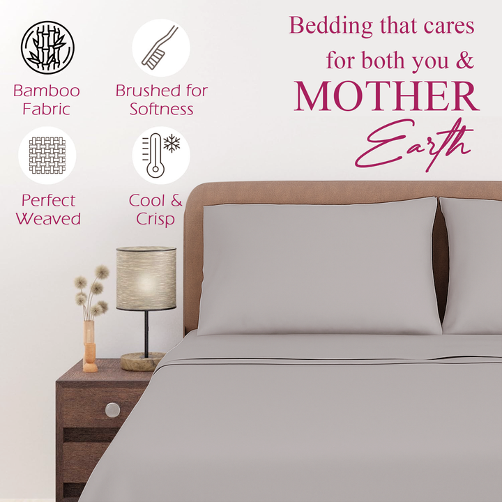 300TC Bamboo Weave Flat Bedsheet with Pillow Covers