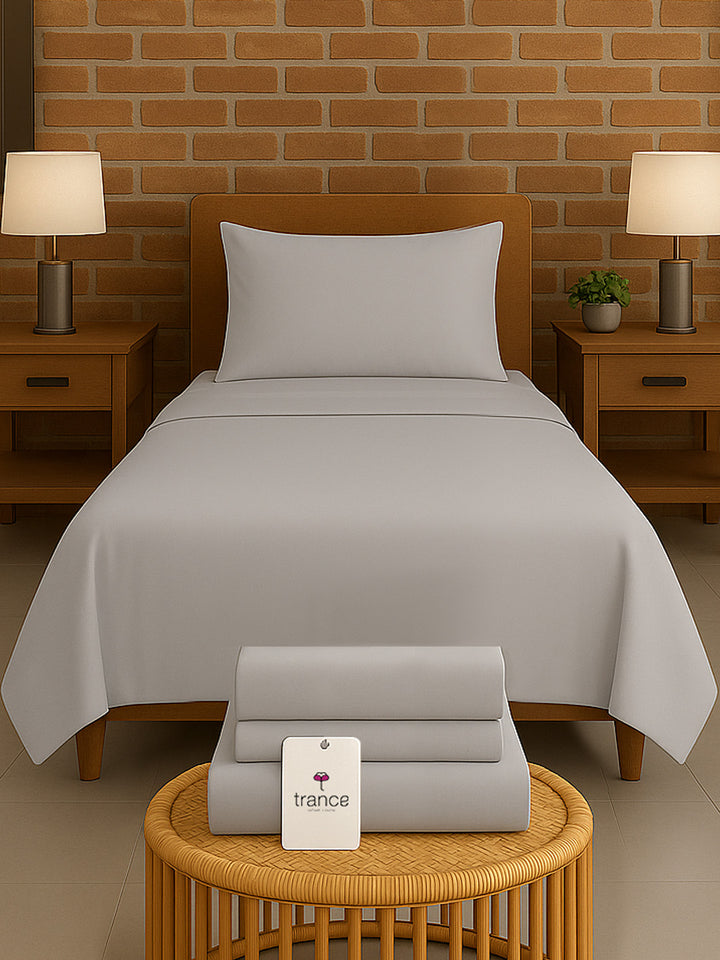 300TC Bamboo Weave Flat Bedsheet with Pillow Covers