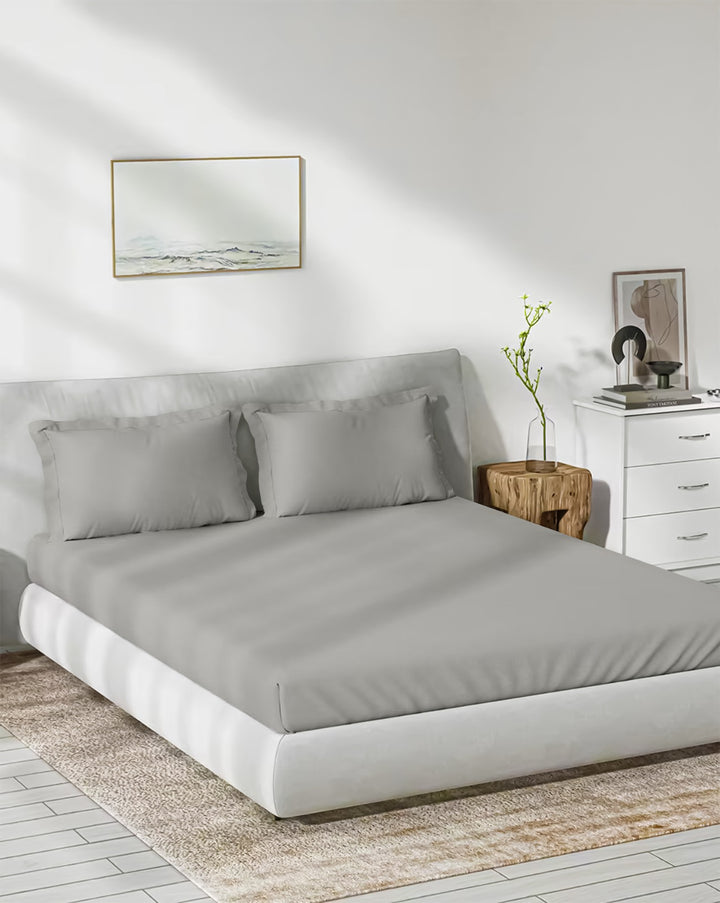 300TC Bamboo Weave Fitted Bedsheet with Pillow Covers