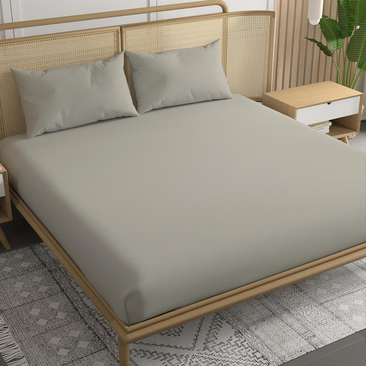 300TC Bamboo Weave Fitted Bedsheet with Pillow Covers
