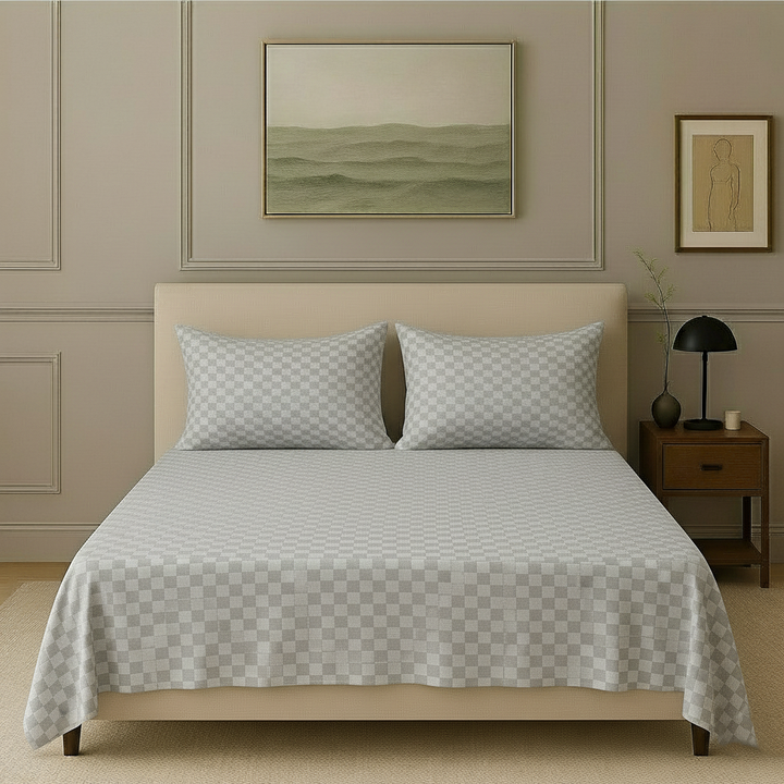 300TC 100% Cotton Jacquard Weave Flat Bedsheet with Pillow Covers