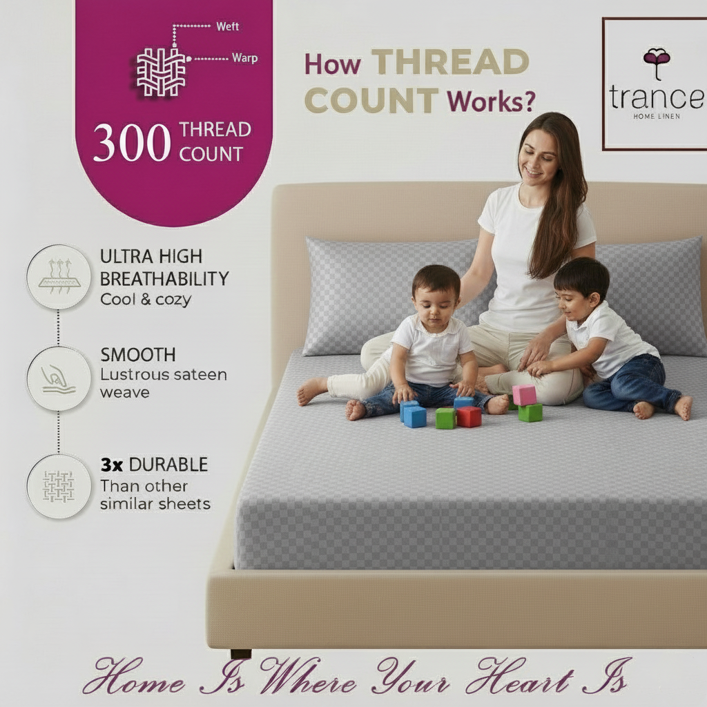 300TC 100% Cotton Jacquard Weave Fitted Bedsheet with Pillow Covers - Silver Grey