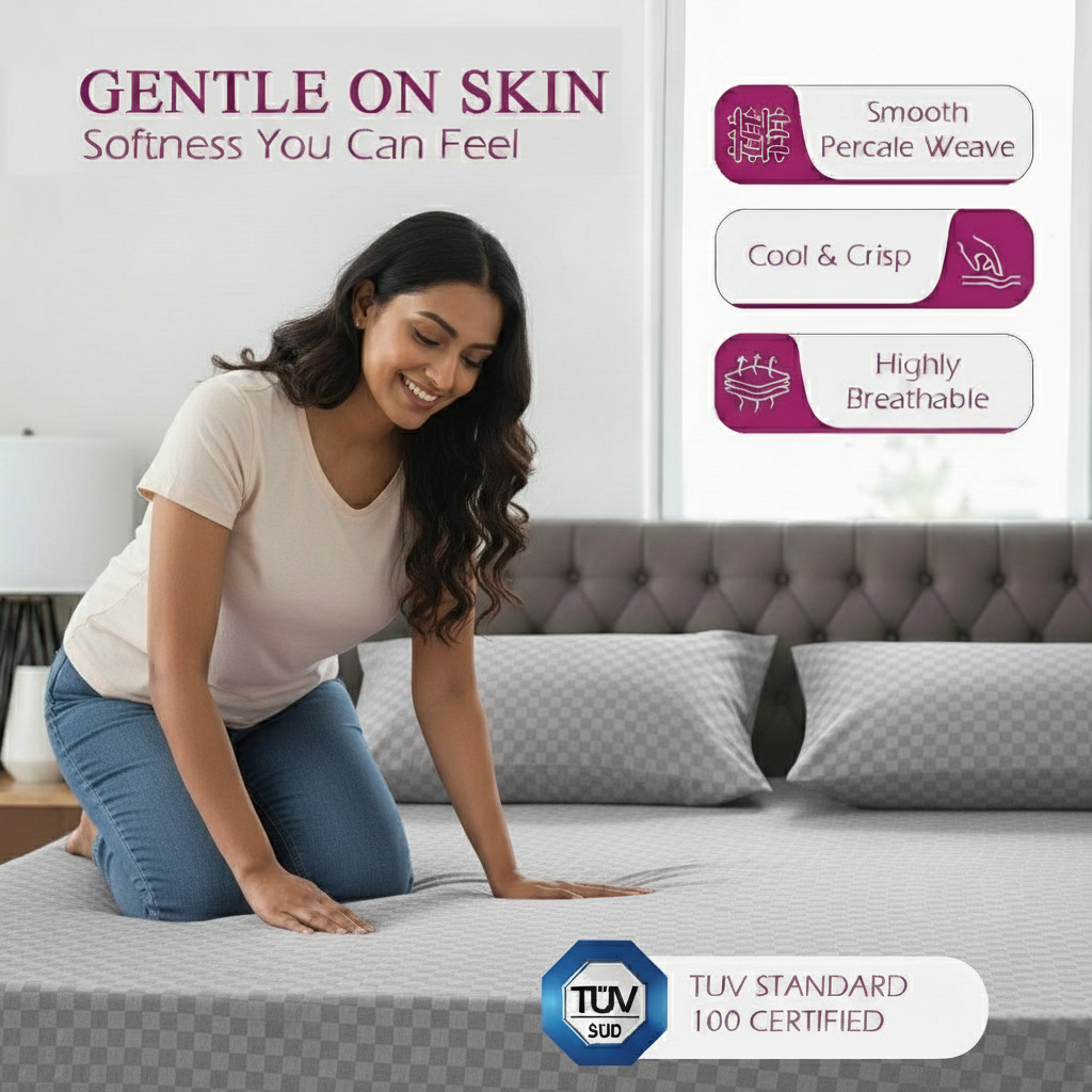 300TC 100% Cotton Jacquard Weave Fitted Bedsheet with Pillow Covers - Silver Grey