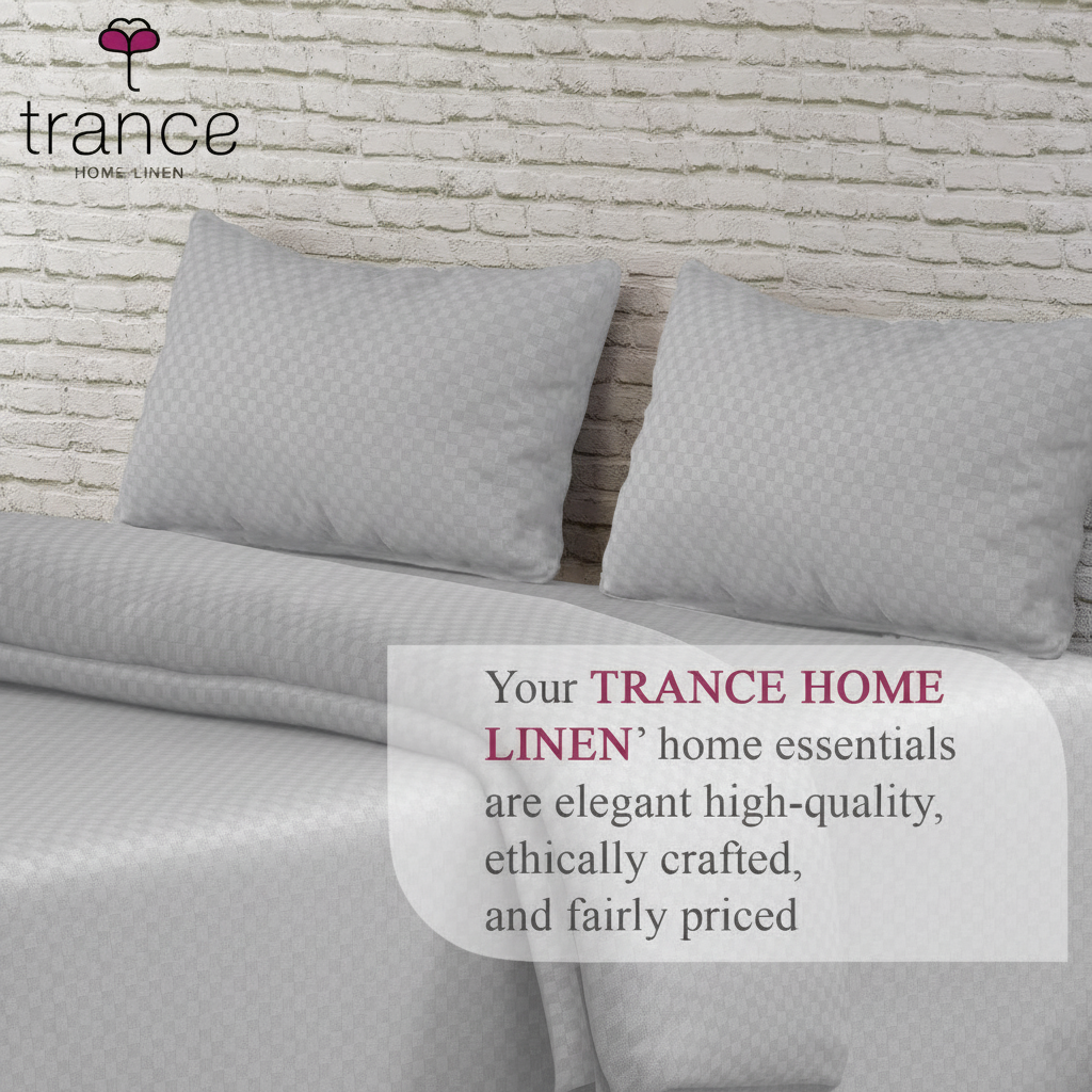 300TC 100% Cotton Jacquard Weave Fitted Bedsheet with Pillow Covers - Silver Grey