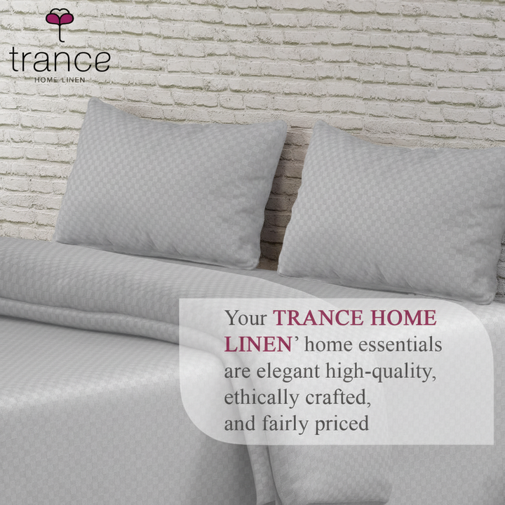 300TC 100% Cotton Jacquard Weave Fitted Bedsheet with Pillow Covers - Silver Grey