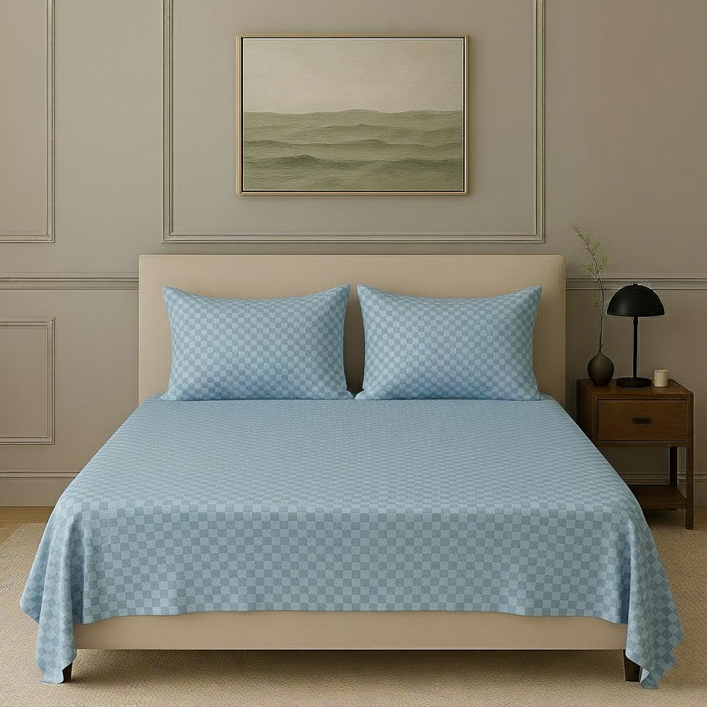 300TC 100% Cotton Jacquard Weave Flat Bedsheet with Pillow Covers