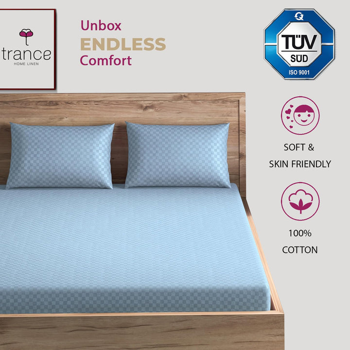 300TC 100% Cotton Jacquard Weave Flat Bedsheet with Pillow Covers