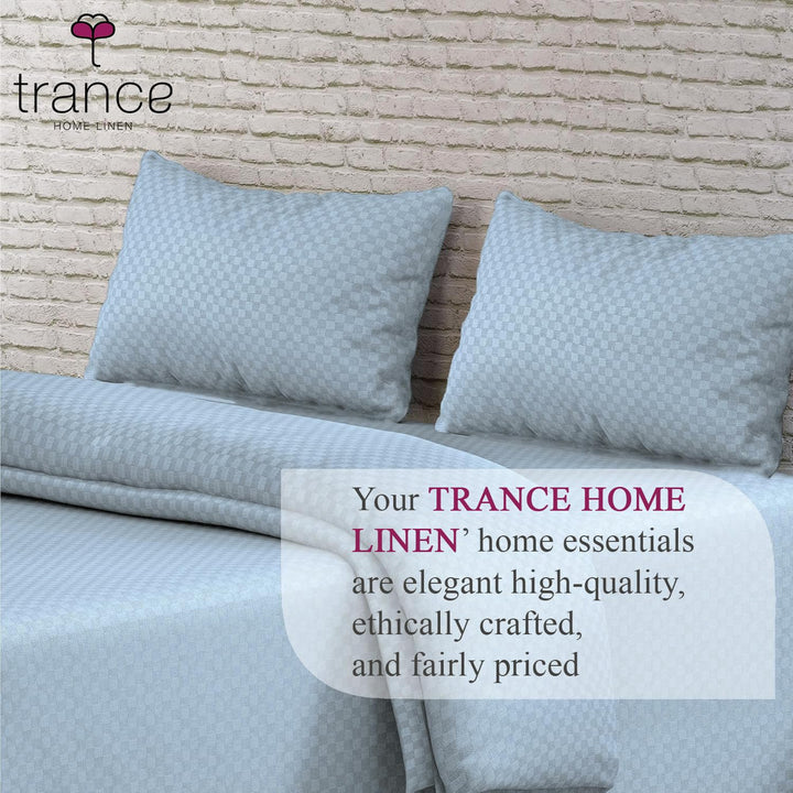 300TC 100% Cotton Jacquard Weave Fitted Bedsheet with Pillow Covers - Slate Blue