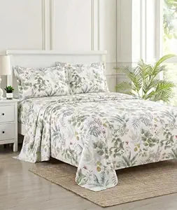 100% Cotton 180 TC  Printed Flat Bedsheet with Pillow Covers -Spring Bouquet