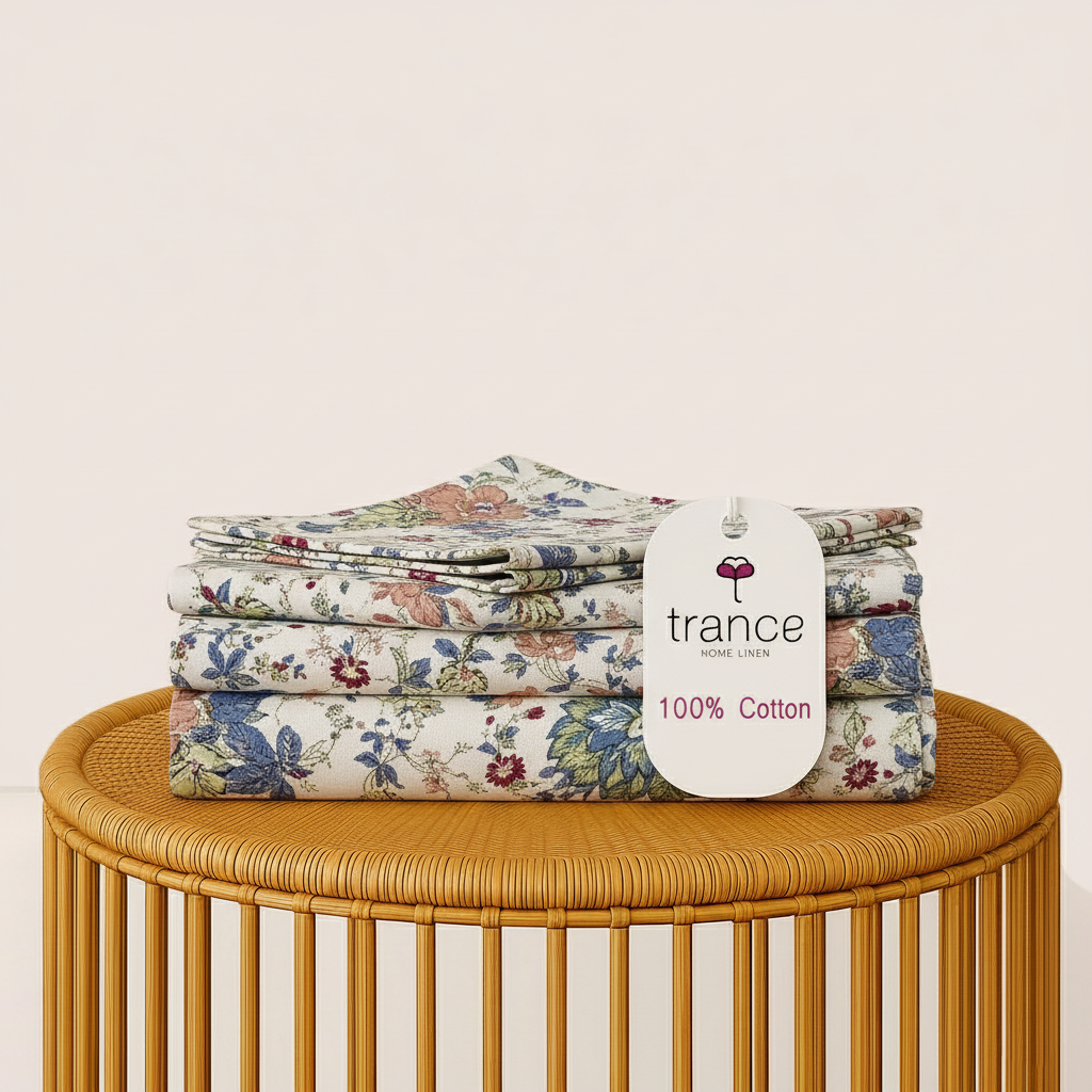 100% Cotton 180TC Printed Flat Bedsheet with  Pillow Covers