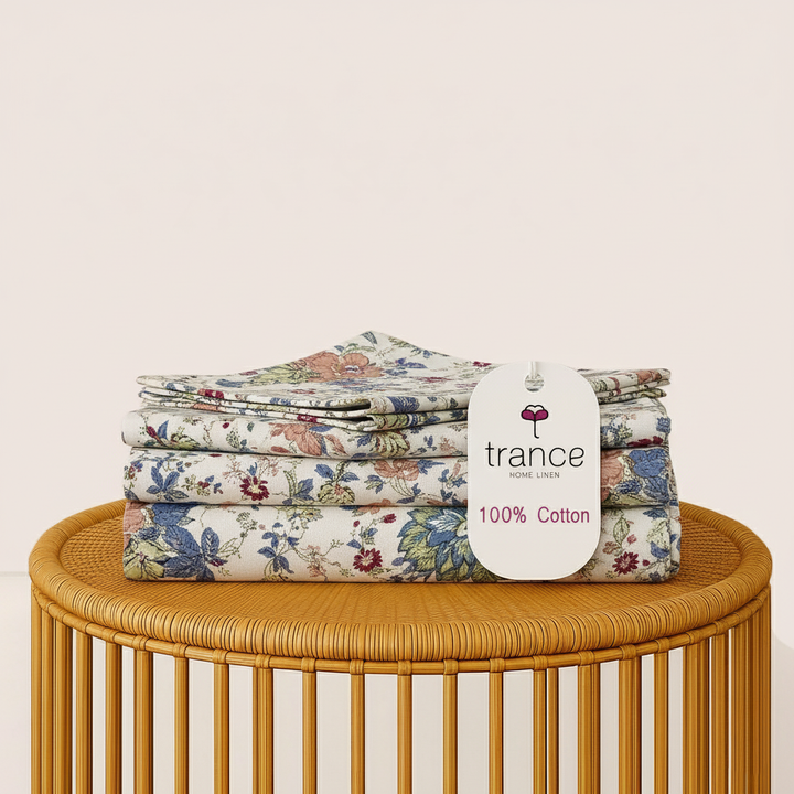 100% Cotton 180TC Printed Flat Bedsheet with  Pillow Covers