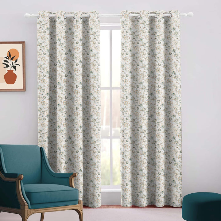 100% Polyester Floral Printed Dimout Curtain - Pastel