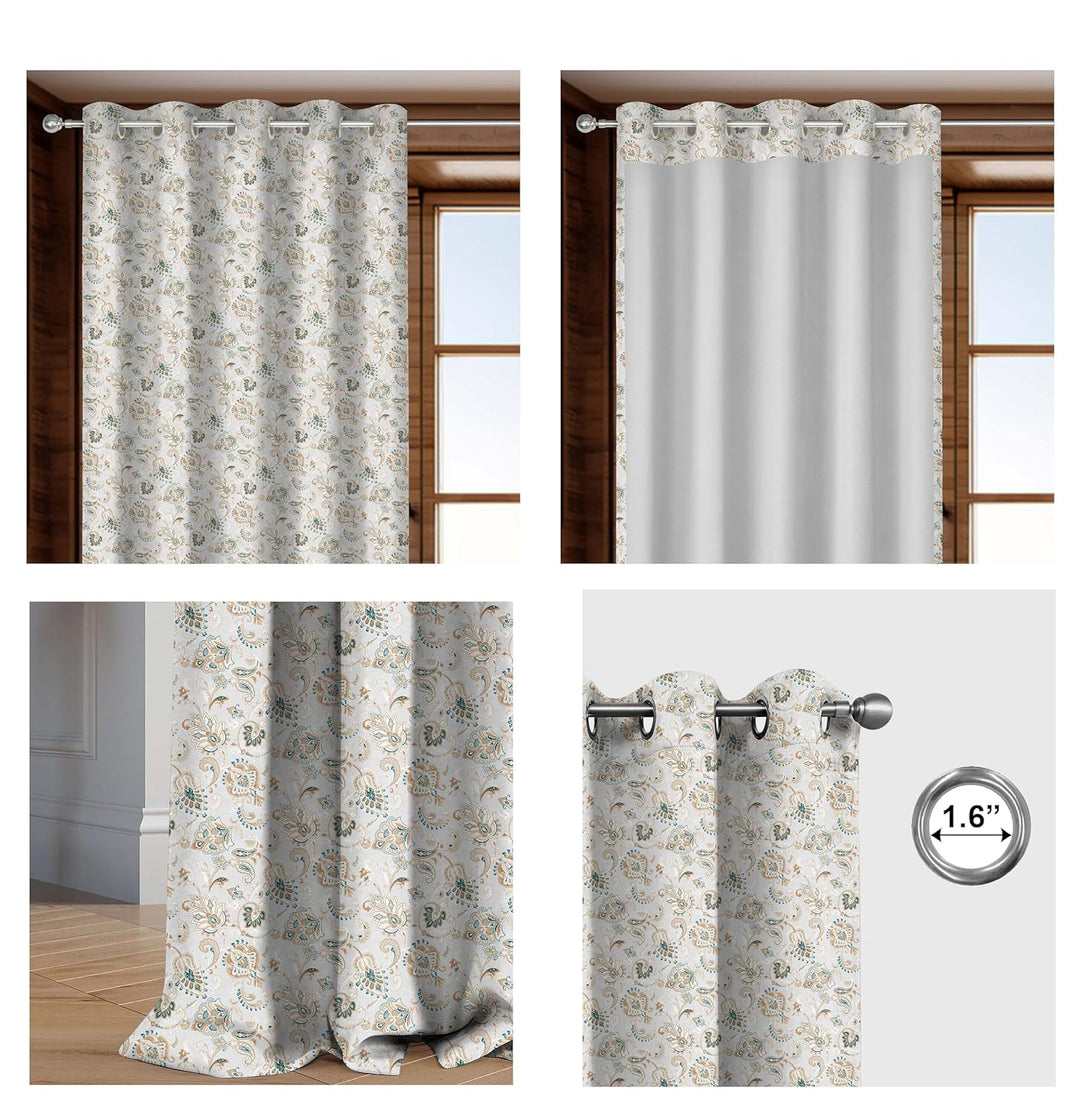 100% Polyester Floral Printed Dimout Curtain - Pastel