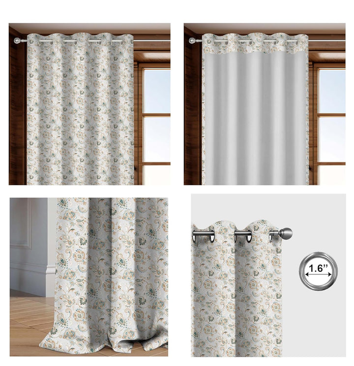 100% Polyester Floral Printed Dimout Curtain - Pastel