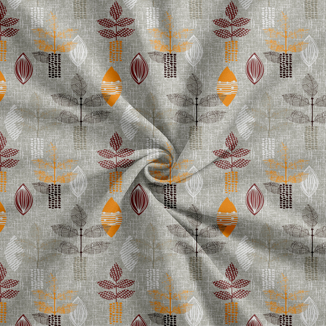 Cotton Printed Flat Bedsheet with Pillow Covers (Textured Leaves 100% Cotton & 144 TC)