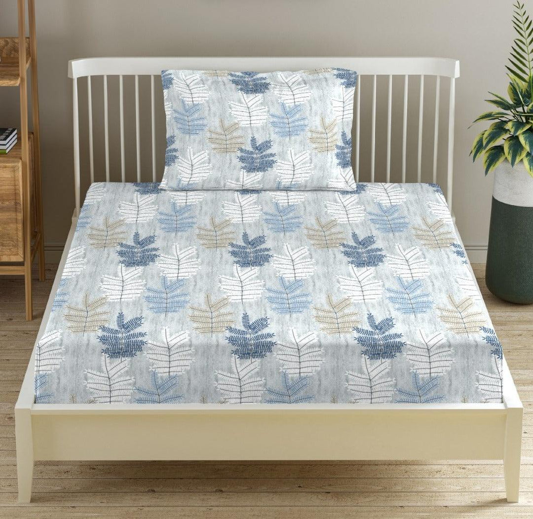 100% Cotton 180TC Printed Single Flat Bedsheet with 1 Pillow Cover - Trance Home Linen