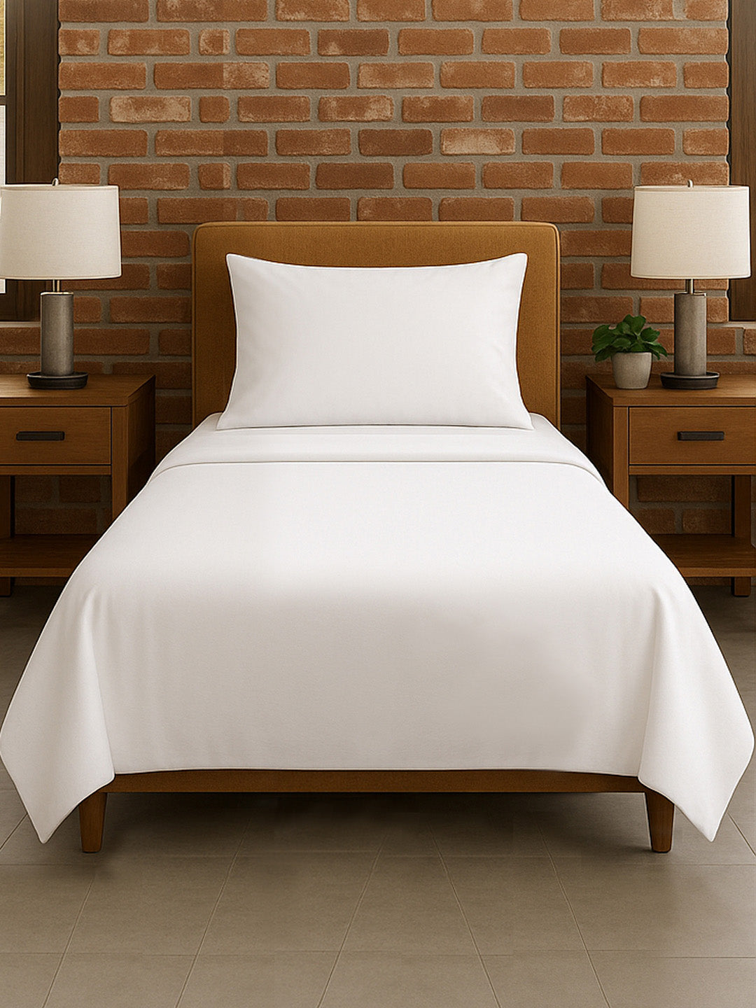 300TC Bamboo Weave Flat Bedsheet with Pillow Covers