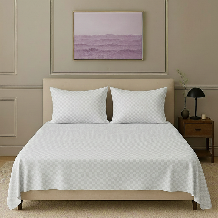 300TC 100% Cotton Jacquard Weave Flat Bedsheet with Pillow Covers