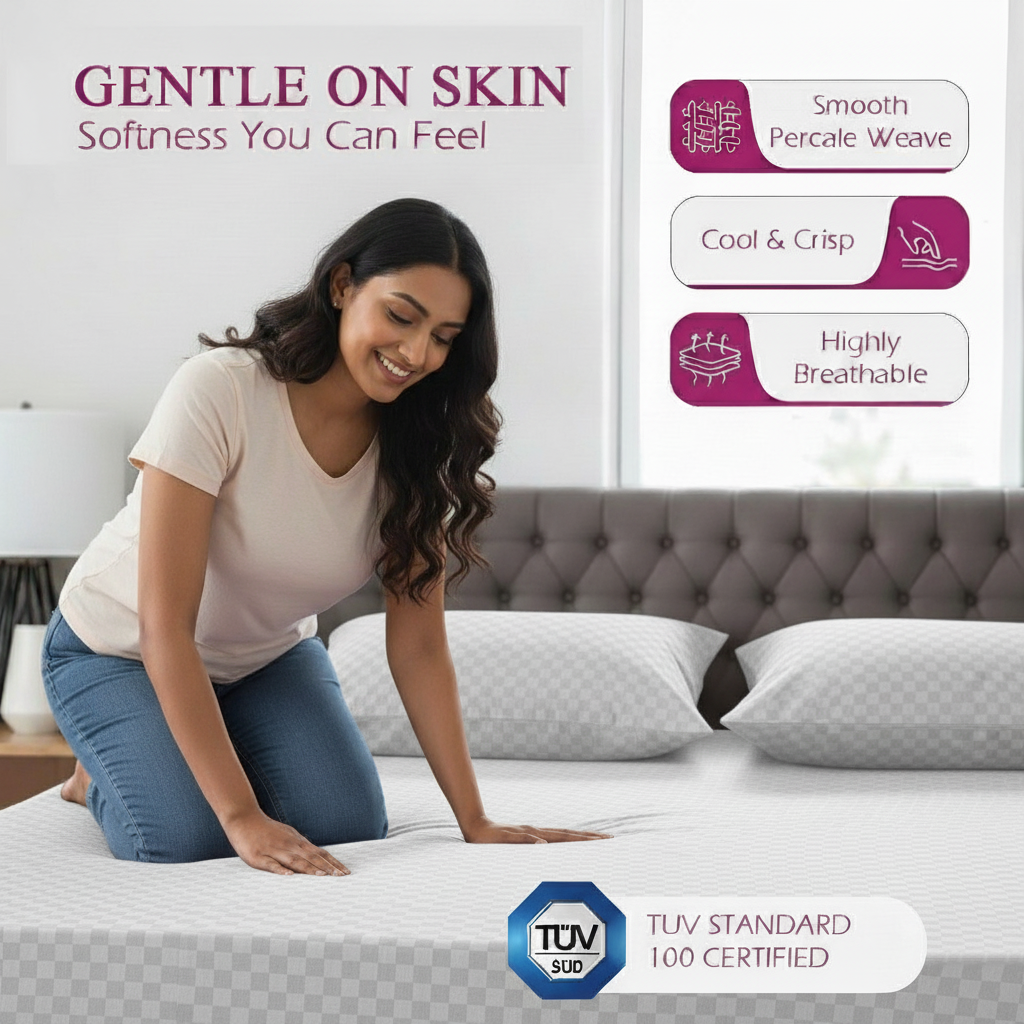 300TC 100% Cotton Jacquard Weave Fitted Bedsheet with Pillow Covers - White