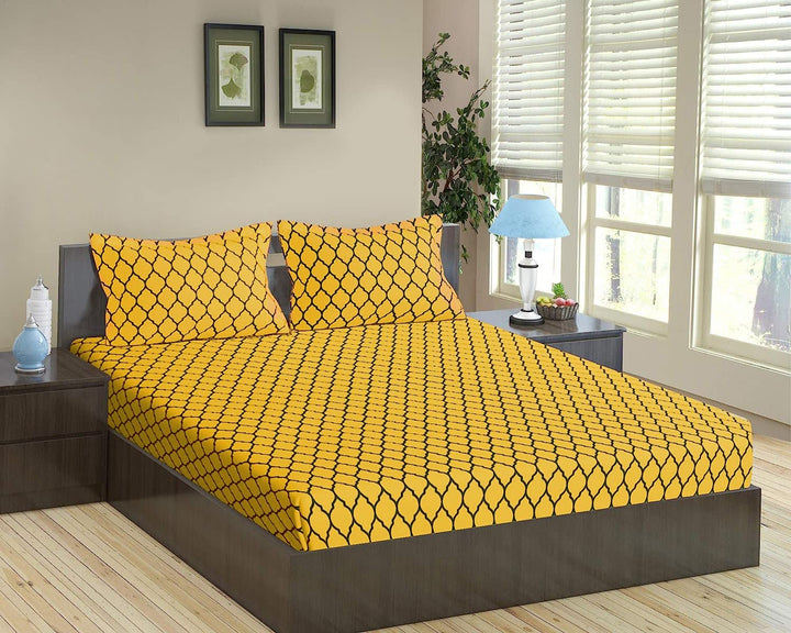 Cotton King Flat Printed Bedsheet with 2 Pillow Covers (100% Cotton & 200 TC)