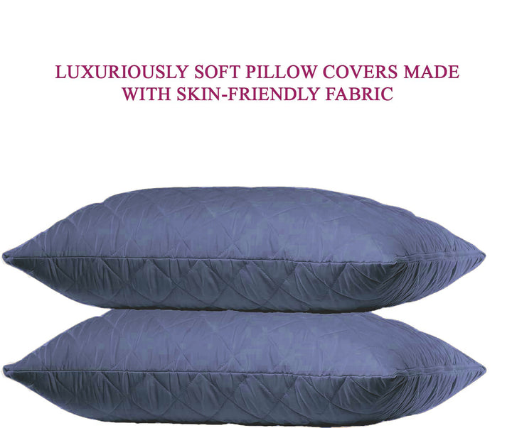 Quilted Pillow Protector Dust Free Water Resistant Covers (Set of 2)