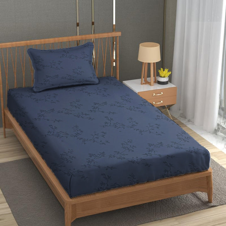 100% Egyptian Cotton 300TC Long Staple Jacquard Weave Fitted Bed Sheet with Pillow Covers
