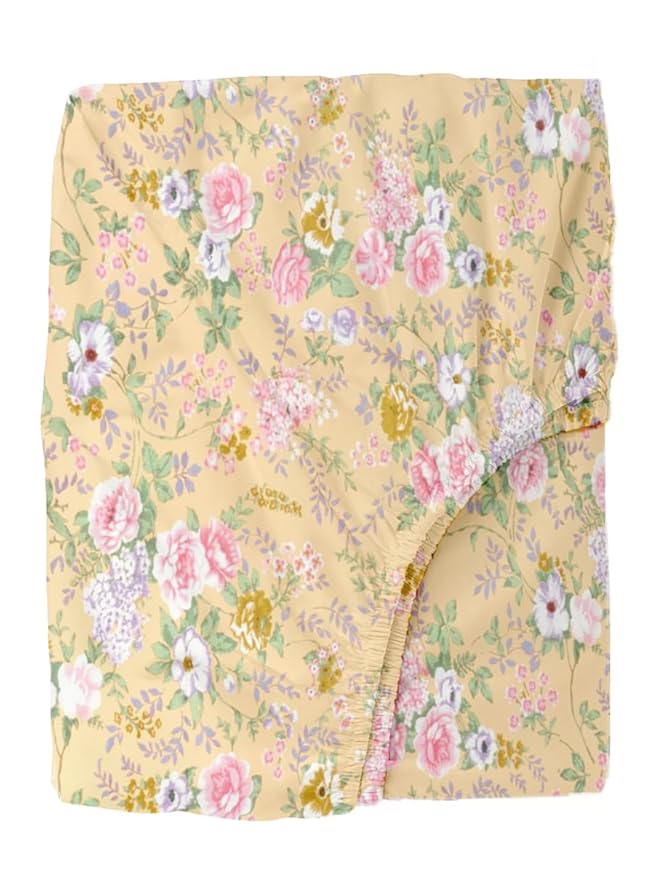 100% Cotton 180 TC Cotton Printed Fitted Bedsheet with Pillow Covers -Brown vintage woods