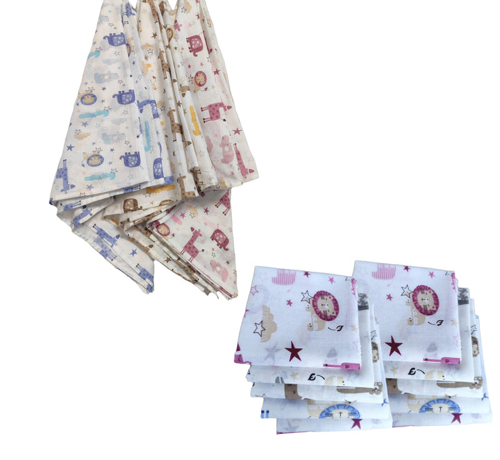 Combo of Soft 100% Cotton Malmal 3pc Baby Swaddle Cloth and 10pc Wash Cloths - Trance Home Linen