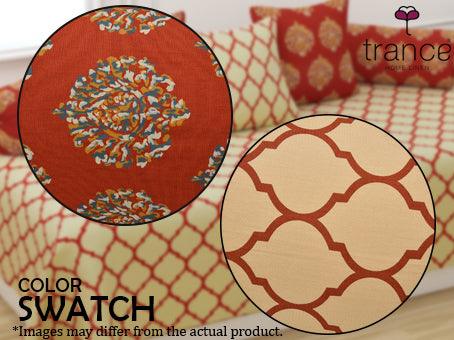 Cotton Printed 6 Pcs Diwan Set (Dori 100% Cotton & 200 TC) - Trance Home Linen