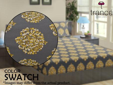 Cotton Printed Fitted Bedsheet with Pillow Covers (Damask 100% Cotton & 200 TC) - Trance Home Linen