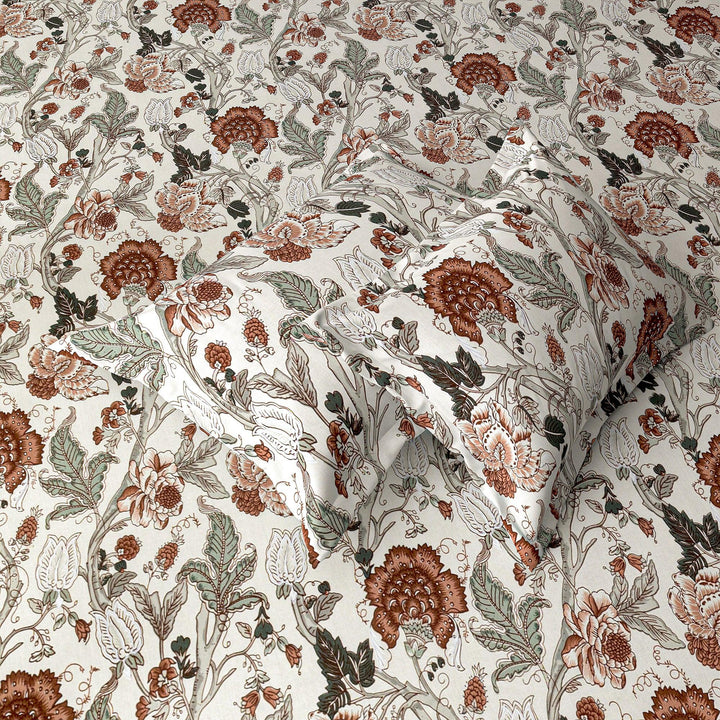 Cotton Printed Fitted Bedsheet with Pillow Covers (Malhaar Collection 100% Cotton & 180 TC) - Trance Home Linen